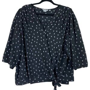 Reitmans  plus size short cut 3/4 sleeve,Vneck blouse top heart print 2X